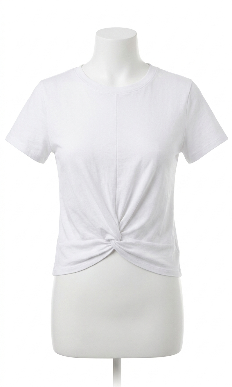 NEW BOBI knot hem crewneck tee in white
